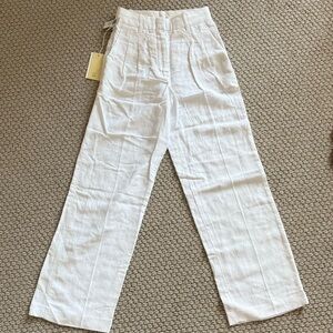 Aritzia effortless white linen pants